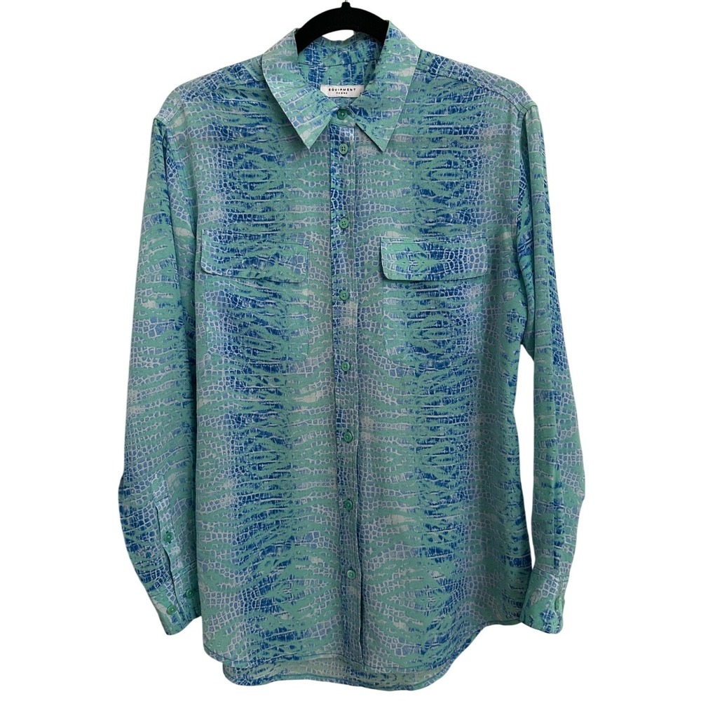 Equipment Femme Python Snake Print 100% Silk Button Down Shirt S